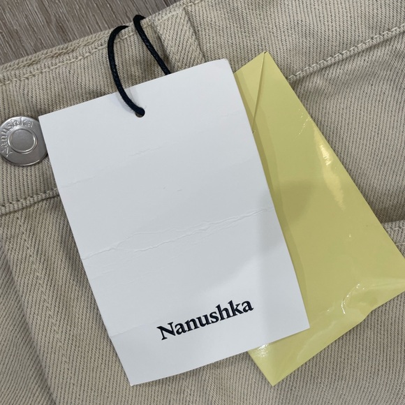 NWT Nanushka Seldes Beige Crochet-Trimmed Jeans - Picture 11 of 16